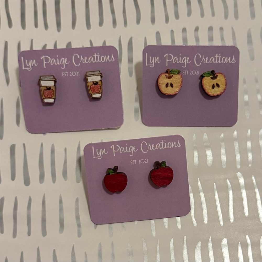 Apple and Coffee Cup Earrings Set